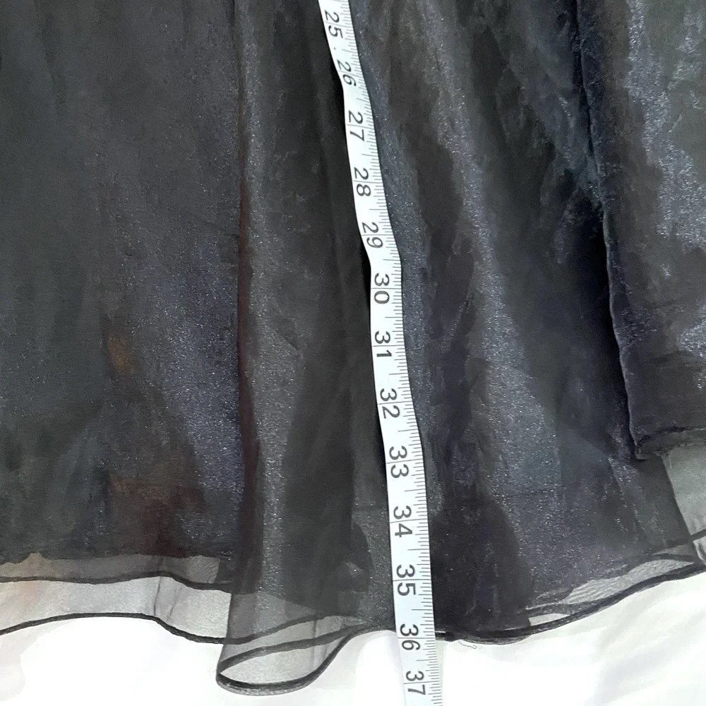 VINTAGE 90’s VICTOR COSTA Black Organza‎ Tulle Bow Detail A-Line Maxi Skirt SZ S